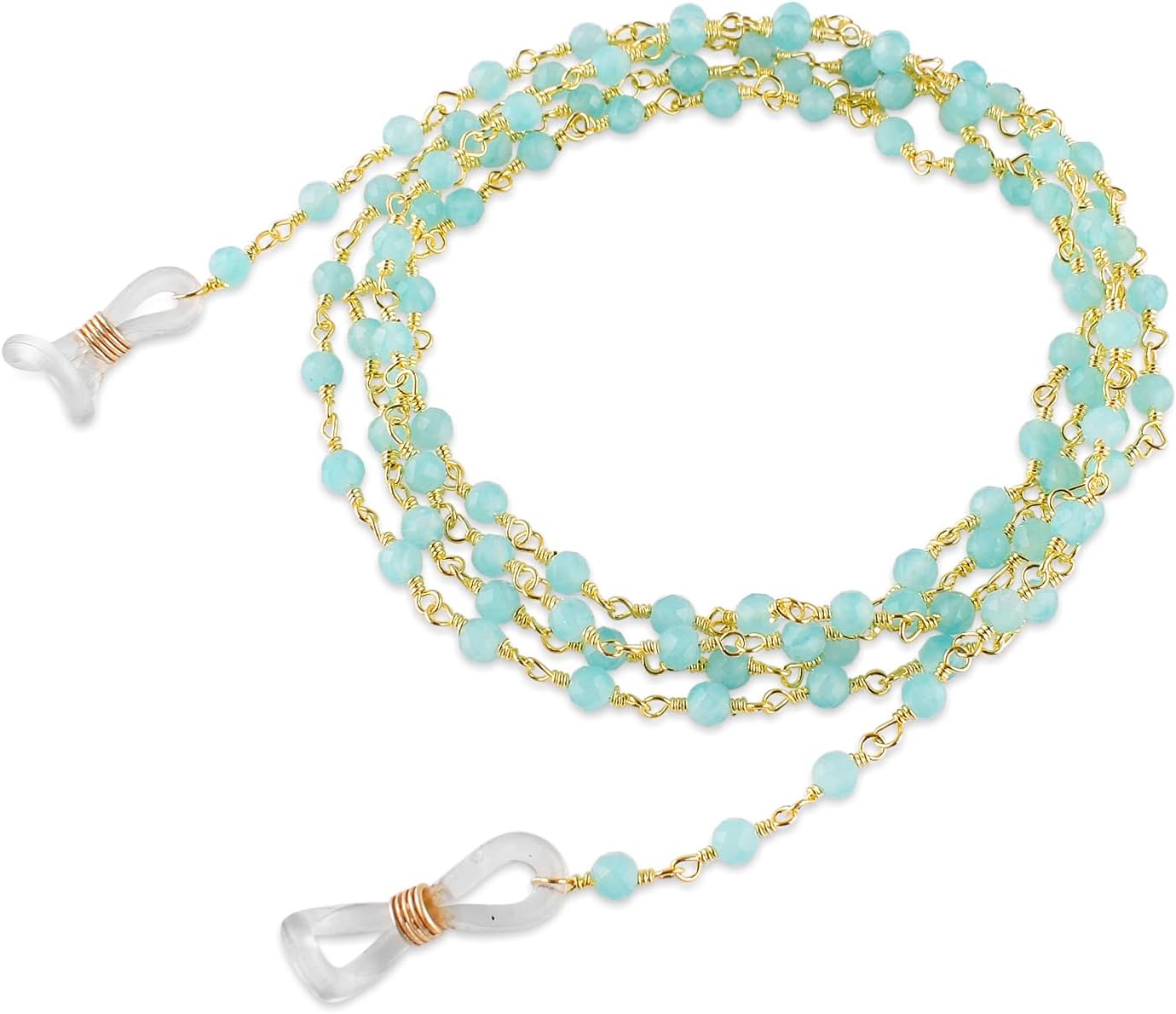 InfinityGemsArt Natural Gemstone Beads Eye Glasses Holders Chain, Crystal Gold Plated Rosary Spectacles Chain For Women, Eyewear Jewelry Accessory