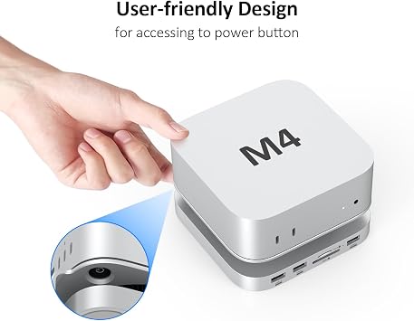 AKKYAJAURE Mac mini Hub: 9 in 1 Aluminum Stand & Dock for Mac mini M4 Pro with M.2 NVMe SSD Enclosure, 10Gbps USB-A*2, SD/TF Card Readers, USB 2.0