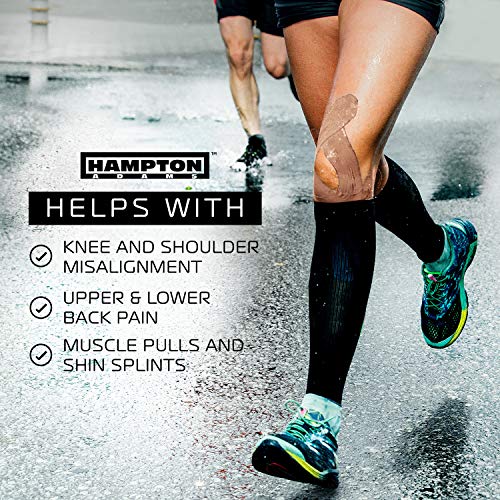 Image of Hampton Adams | As Seen on Shark Tank | Elastic Kinesiology Tape (Bulk Roll) | 135ft Uncut | Supports & Protects Muscle Wrist Knee Shoulder Back Plantar Fasciitis | Waterproof Hypoallergenic (Beige)