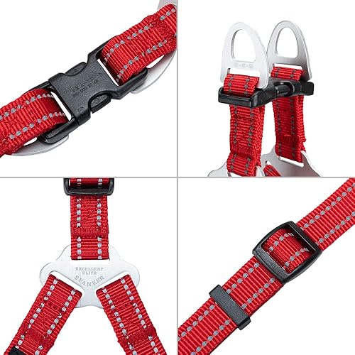 Miniatura 2 de EXCELLENT ELITE SPANKER Arnés sin tirones ajustable de nailon fácil de poner, chaleco para mascotas, correa para el pecho con reflectante y anillo