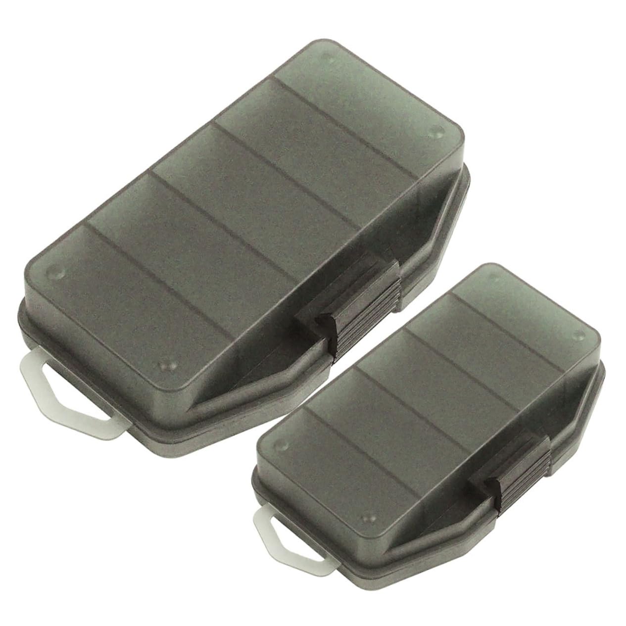 VICASKY 2Pcs Portable Fishing Tackle Storage Organizer Boxes Grey Transparent Design with Divided Grids for Easy Access for Outdoor Fishing Gear Supplies and Accessories