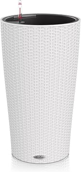Lechuza CILINDRO Cottage 32 White Self-Watering Tall Planter, D12.6 H22 in
