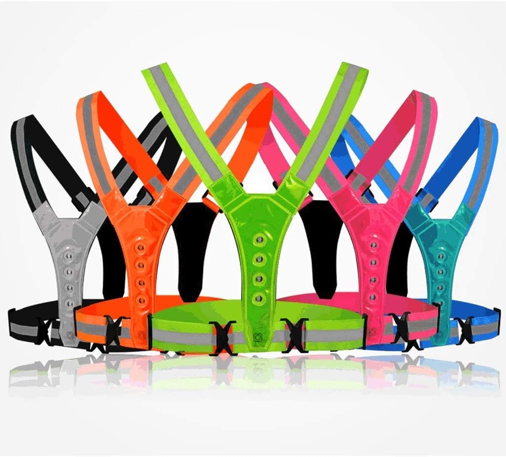 hi vis chaleco reflectante de alta visibilidad, Chaleco de seguridad Chalecos de seguridad reflectantes Chaleco reflectante transpirable con luz LED Chaleco reflectante ajustable