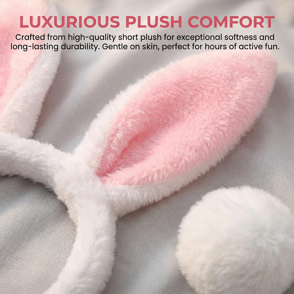 Spiritzohic Bunny Ears Headband, 18PCS Rabbit Fancy Dress Accessories Set Animal Cosplay Costumes Set including Headband, Bow - Image 3