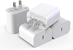 4Pack USB C Bloc du chargeur. 20W Chargeur rapide de type C avec PD 3.0 Livraison électrique. Chargeur mural compact pour iPhone 16 15 Pro Max Plus/14/13/12/11, pour iPad Air/Pro, AirPods Pro et Samsung Series