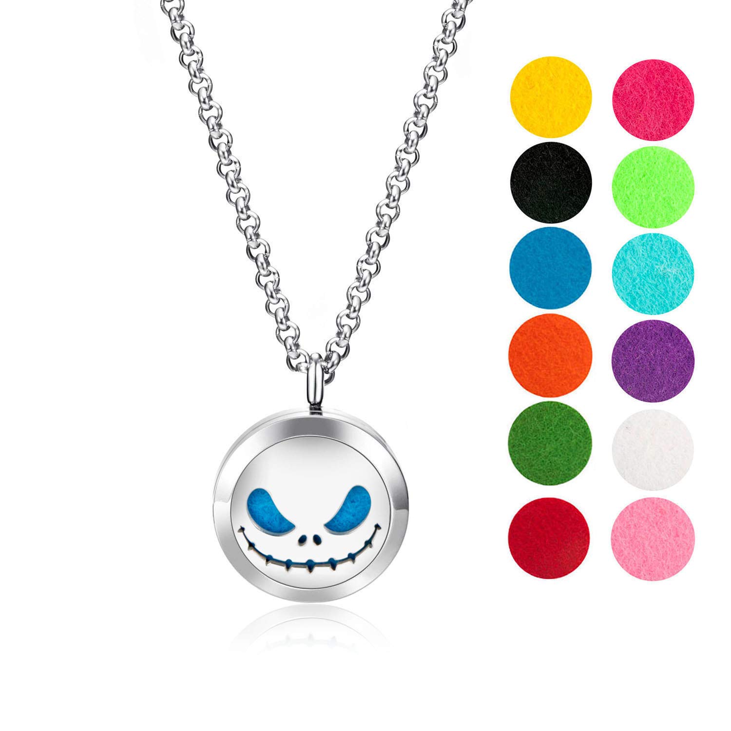 Collier diffuseur d'huiles essentielles Jack Skullington idée cadeau originale avec tampons