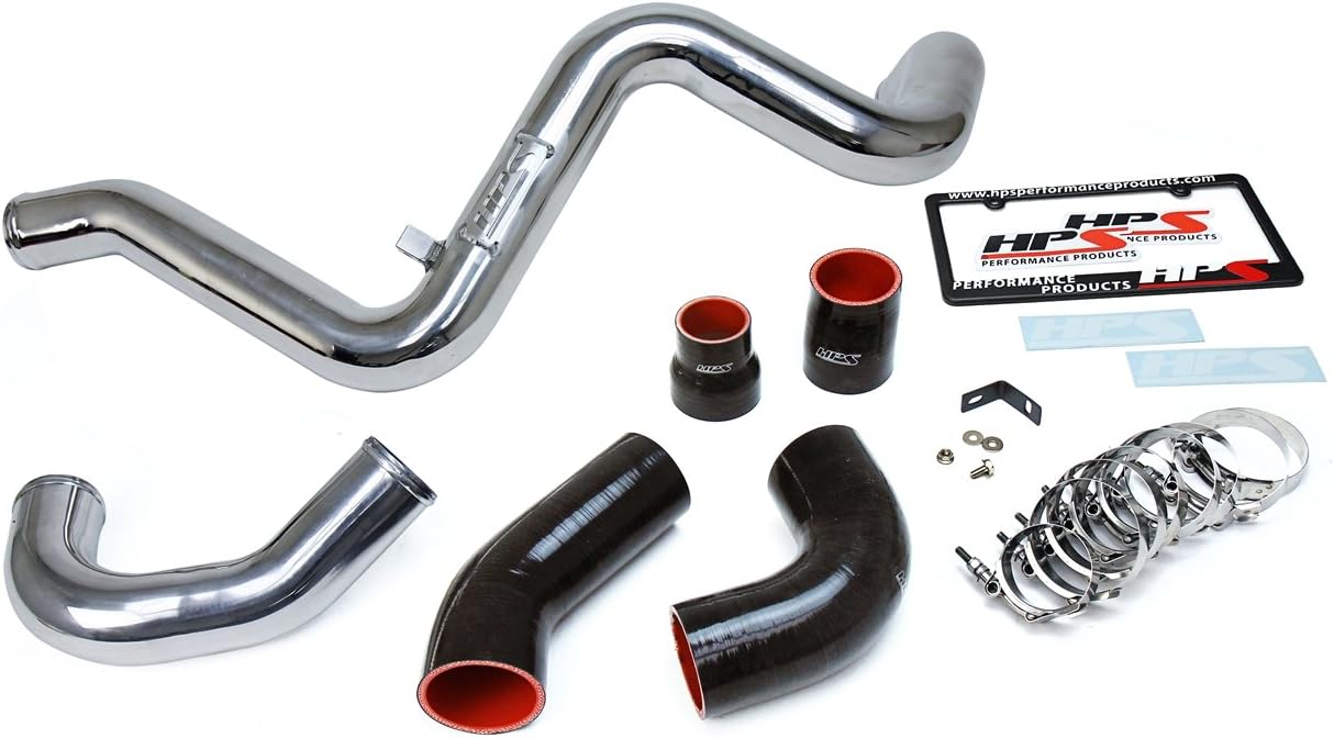 HPS Performance Polish Intercooler Hot Charge Pipe Turbo Boost Compatible for 2016-2018 Ford Focus RS 2.3L Turbo, 17-104P