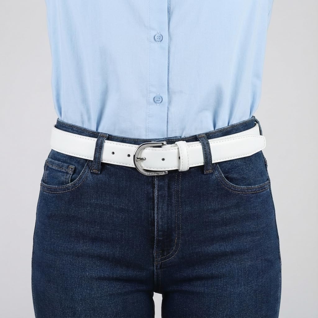 Biagiotti Ceinture Femme Fine en Cuir Véritable, Ajustable avec Boîte