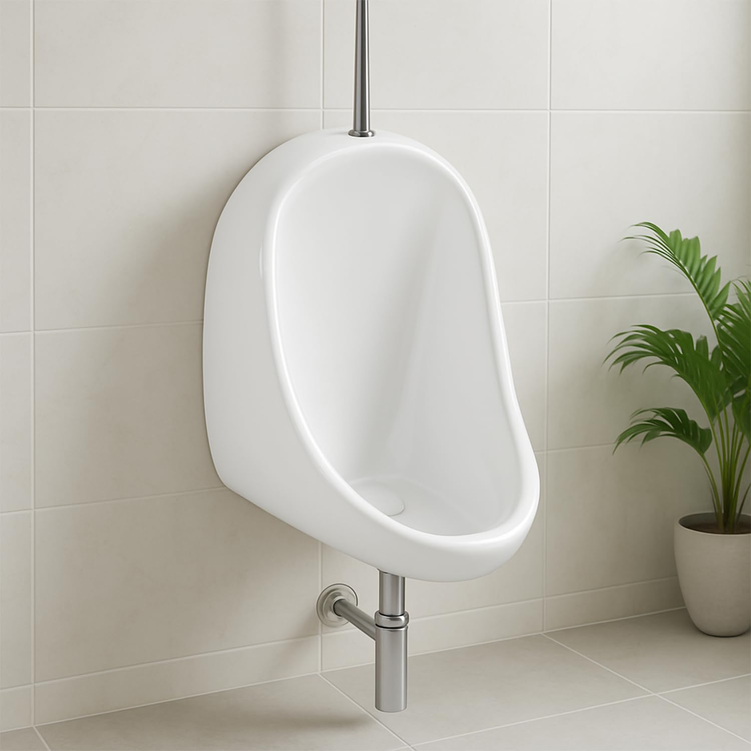 BonKaso White Ceramic Wall Mount/Hung Urinal for Men and Boys | Size (12 x 11 x 15.3 Inches) | Premium Designer Urinal Pot for Gents | Modern Sanitary Ware for Bathroom/Washroom/Toilet 4
