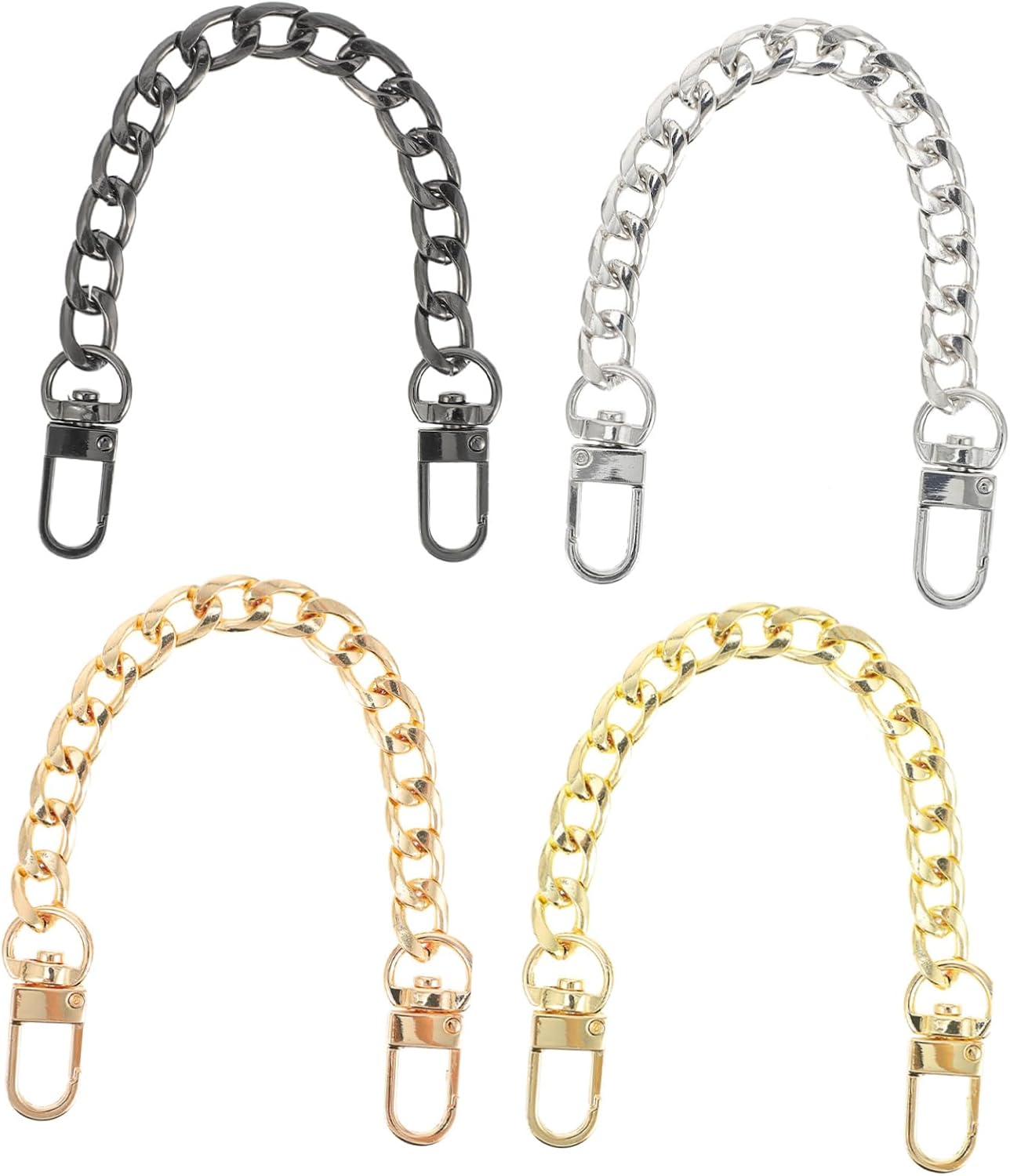BEBEMOKO 4pcs Modern Bag Chain Metal Flat Chain Bag Clasp Accessories Simple Stylish Replacement Strap