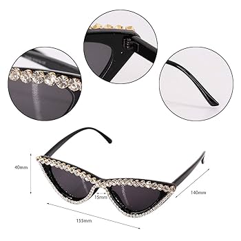 Amazon.com: Naimo Sparkling Crystal Cat Eye Sunglasses UV