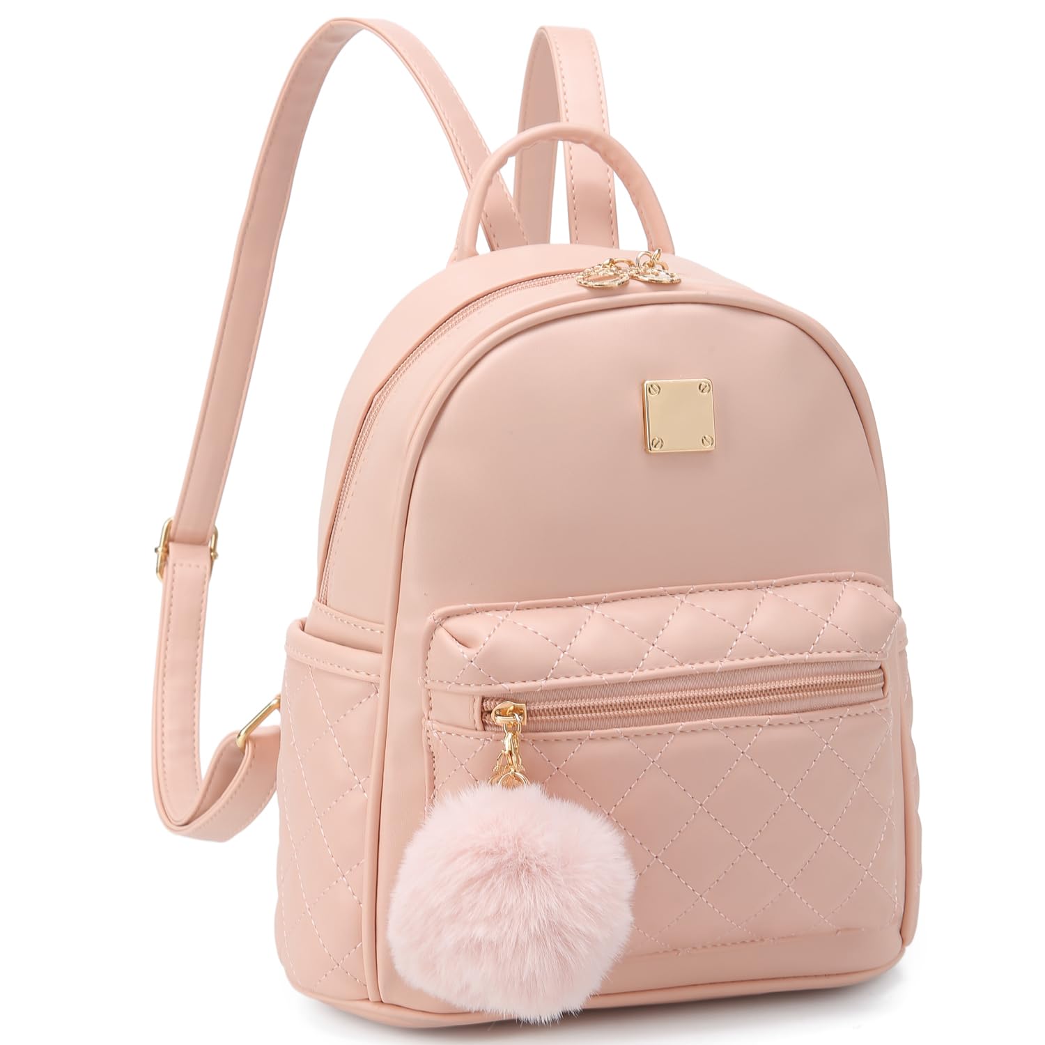 Girls Fashion Mini Backpack Purse Small Cute Plaid Leather Women Backpacks Little Bag (Pink)