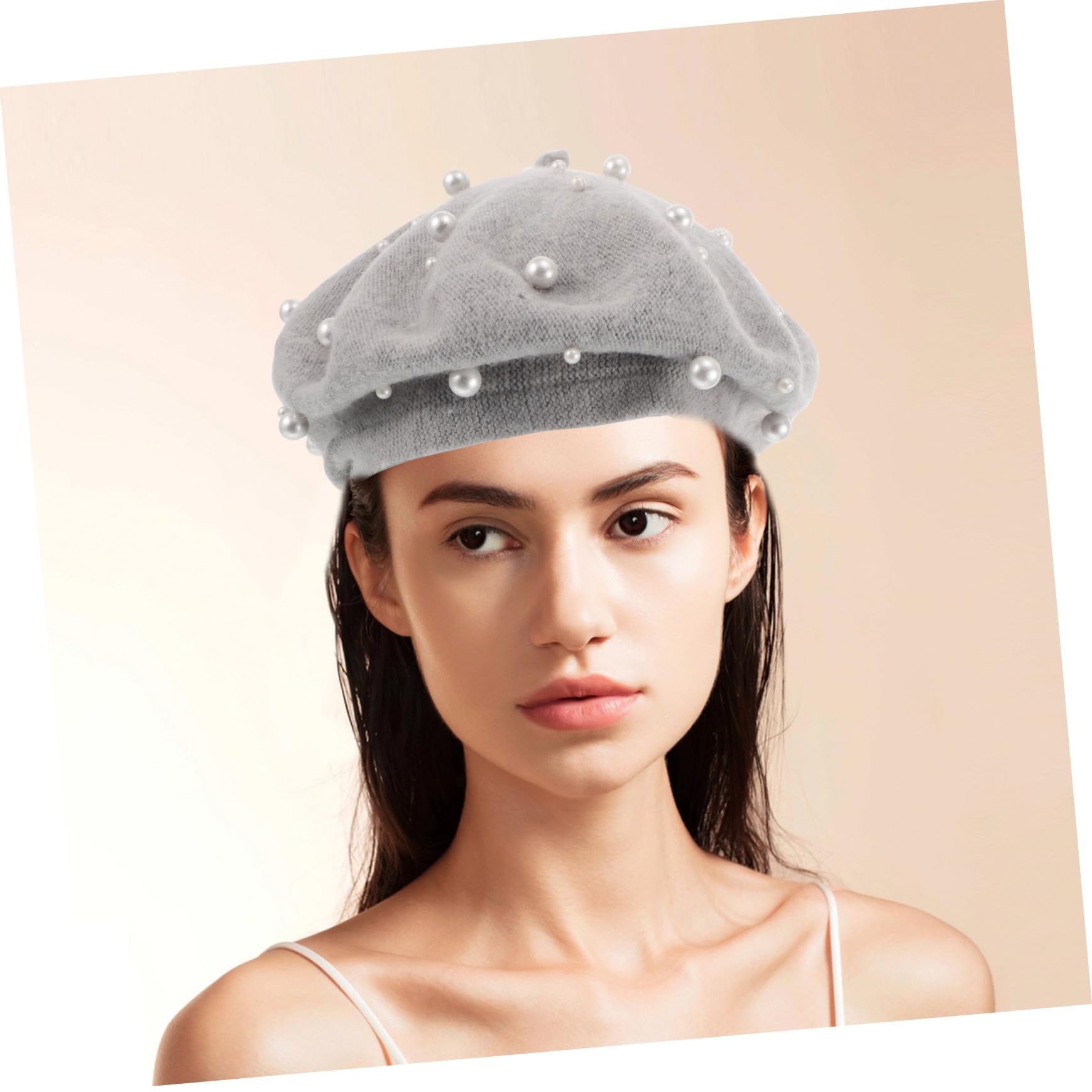 BESTYASH Retro Elegance Women Beret Adjustable French Beret Hats Knitted Wool Beanie Cap for Spring/Autumn Light Grey