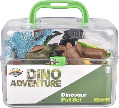 Miniatura 3 de Adventure Planet Juego de dinosaurios con estuche de transporte, 20 piezas