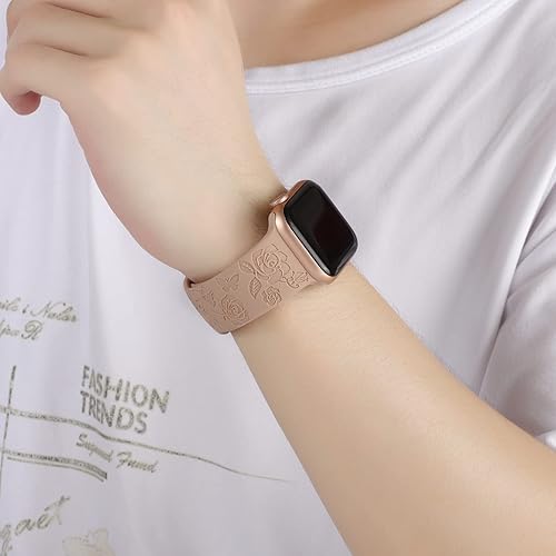 Miniatura 6 de Correas con grabado de flores compatibles con Apple Watch Band 1.614 in 1.575 in 1.496 in 1.732 in 1.654 in 1.772 in 1.929 in, correa deportiva de