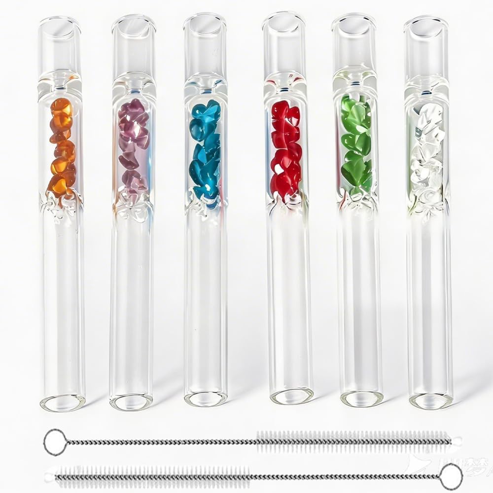6 Pcs colored Borosilicate Blowing Tubes - High Temp Resistant for Industrial, Laboratory, and Craft Projects, glass straw
