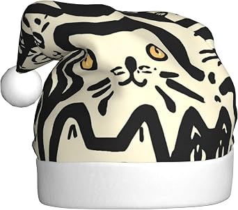 Santa Hat For Adults Christmas Hat Unisex Holiday Xmas Hats For New Year Festive Party,Abstract Cat Faces Pattern