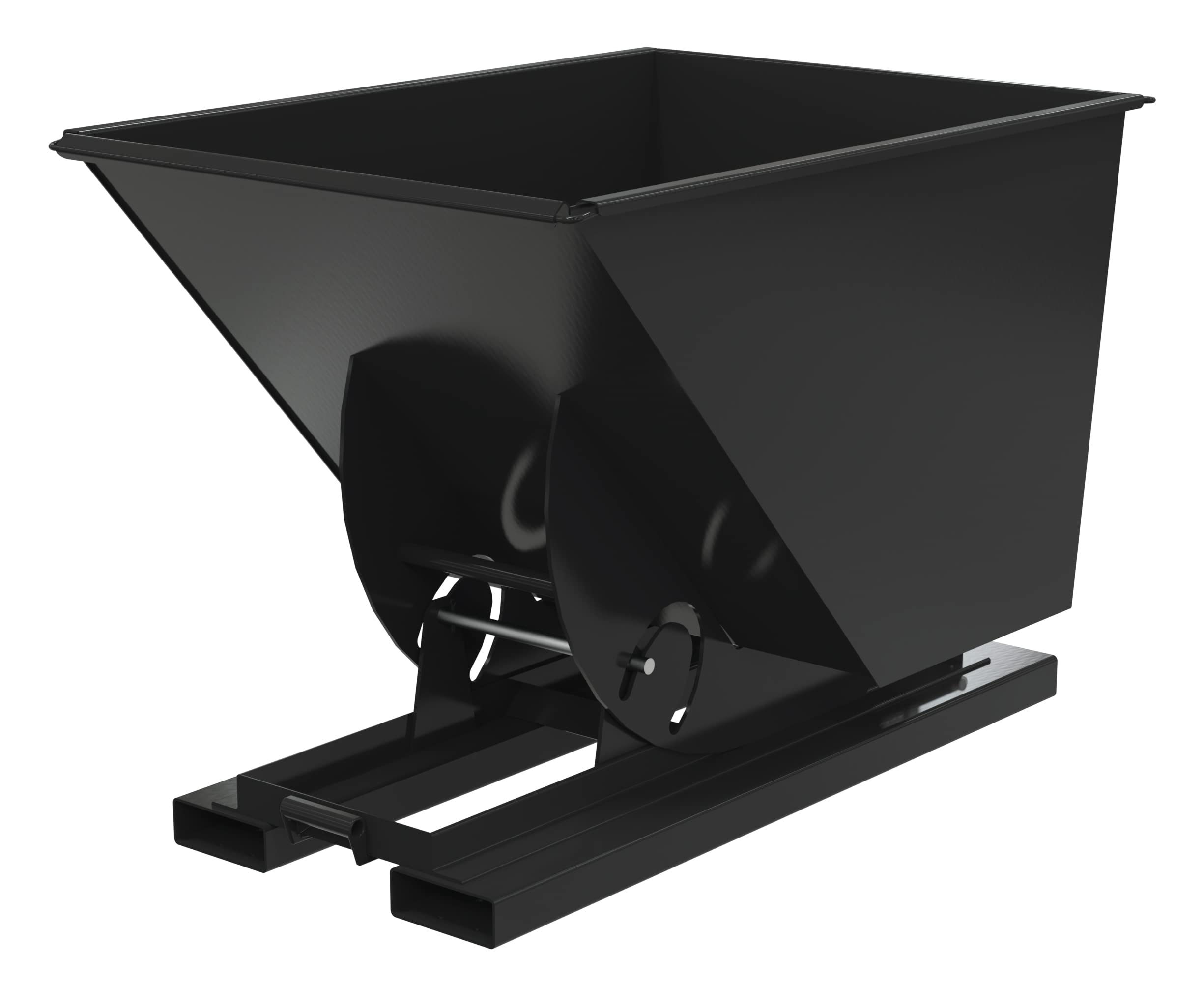 Vestil D-100-HD-NB-BLK-SG Steel Heavy Duty No Bump & Dump Hopper 1 Cubic Yard 6000 Lb. Capacity Semi Gloss Black