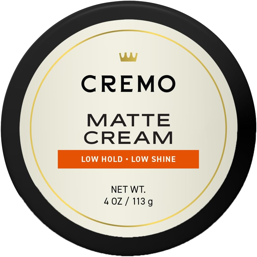 Cremo, プレミアムバーバーグレード、ヘアスタイリングポマード、マット、113g（4オンス）