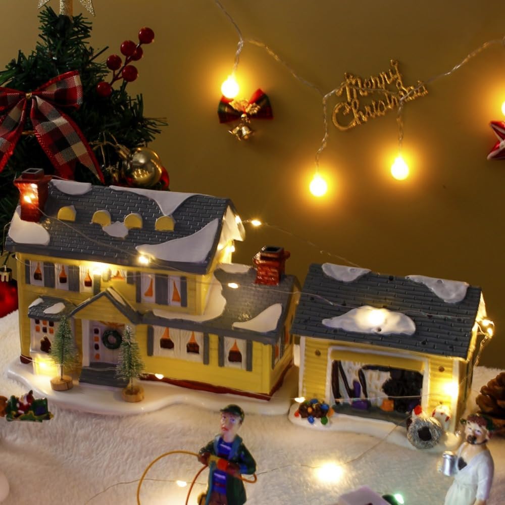 Christmas Statue Figure Village Store Christmas Village House Tabletop Decoration (Garage)