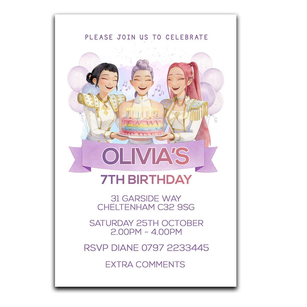 Pop Kids Personalised Party Invites Birthday Invitations & Envelopes, Various, 152mm x 102mm - Image 3