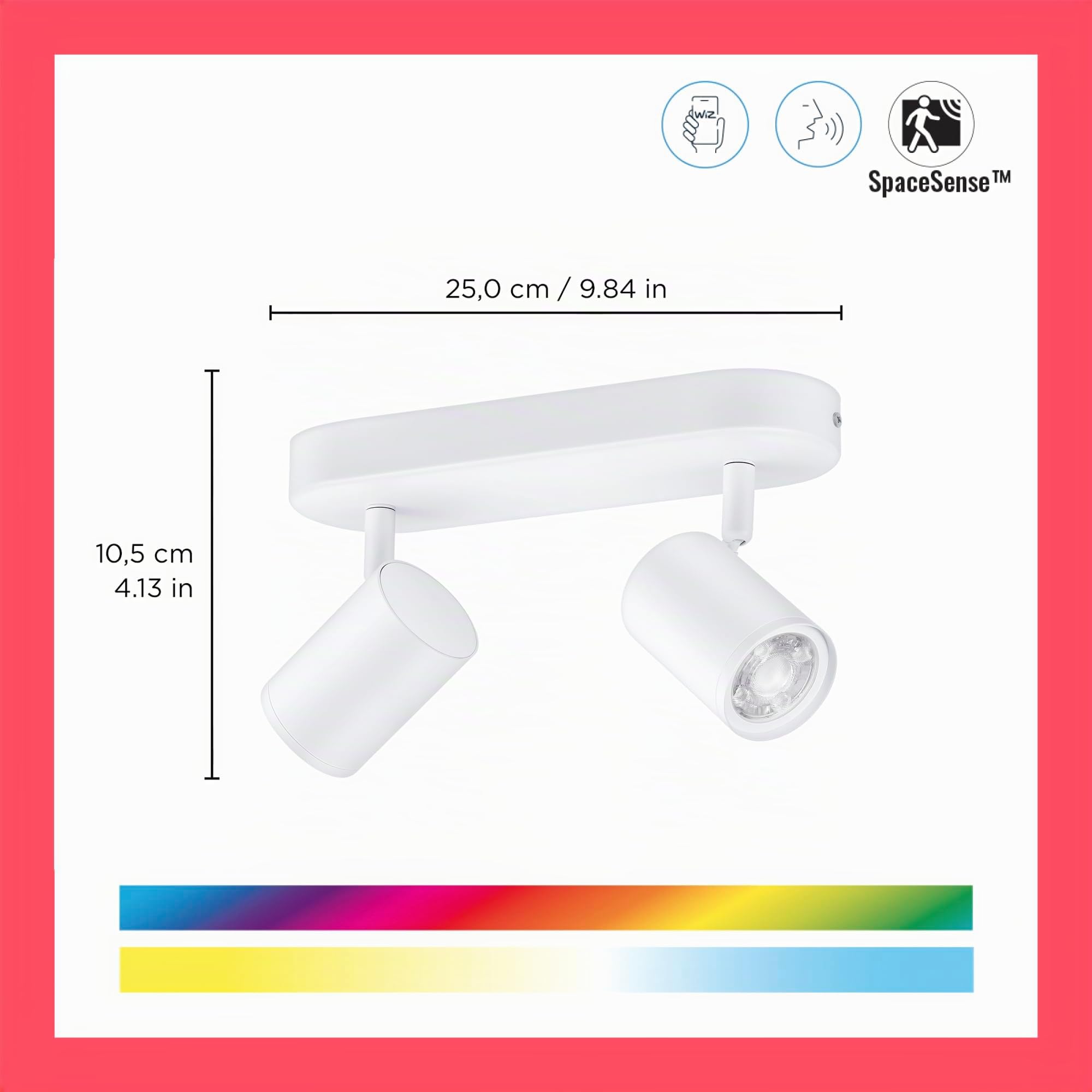 WiZ – Lámpara inteligente Imageo, 2 Focos LED Inteligentes, Luz Blanca y de Colores, con tecnología SpaceSense y compatible con Alexa y Google Home, Color Blanco
