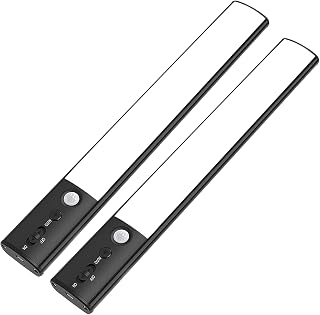 LED Motion Sensor Under Cabinet Lighting 2 Pack, 4200mAh Rechargeable Under Counter Closet Lights, 100 LEDs Wireless Dimmable Magnetic Cupboard Kitchen Night Light