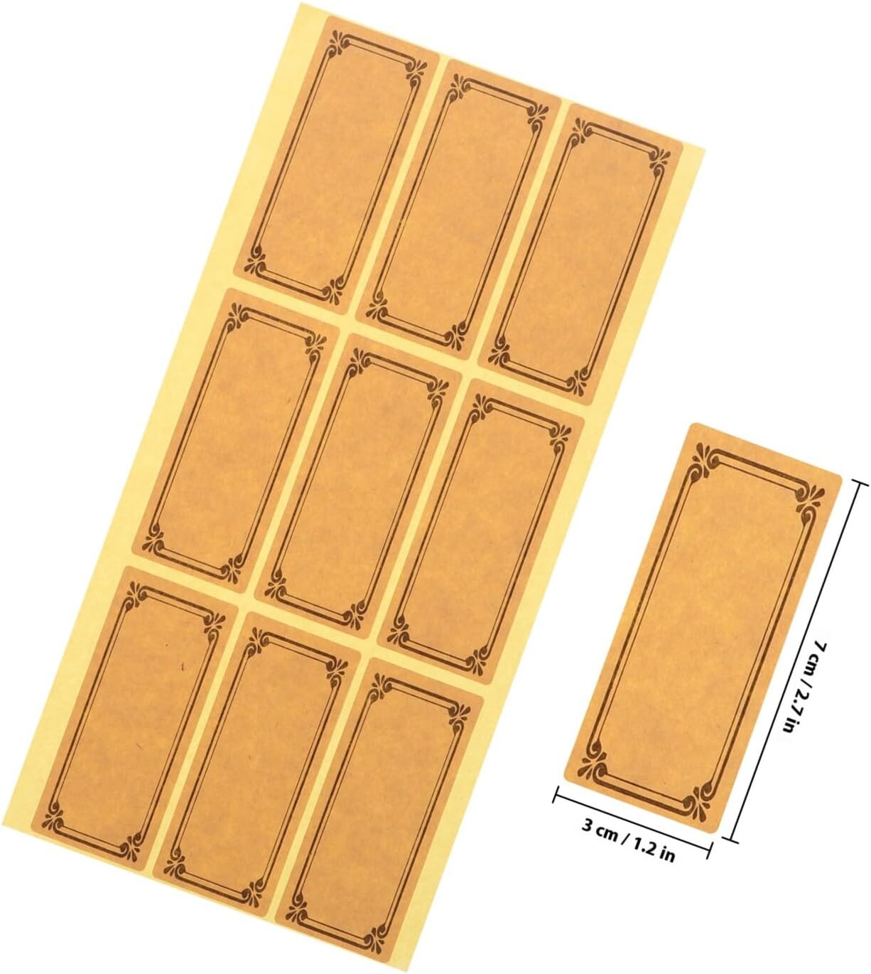BESPORTBLE Wine Bottle Label Stickers 300pcs Kraft Paper Adhesive Blank Wine Label Sticker Sheets 7x3cm Handwrite Rectangular Tags for Glass Bottles Home Brewing and Party Decorating