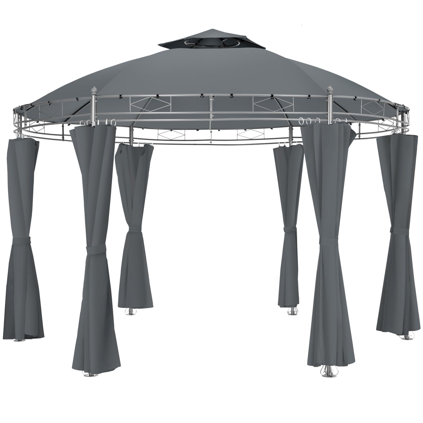tectake® Gazebo da Giardino Deluxe, Gazebo Esterno Resistente con Teli Laterali, Gazebo da Esterno Regolabile, Gazebo Impermeabile, Resistente ai Raggi UV, Design Elegante - Antracite