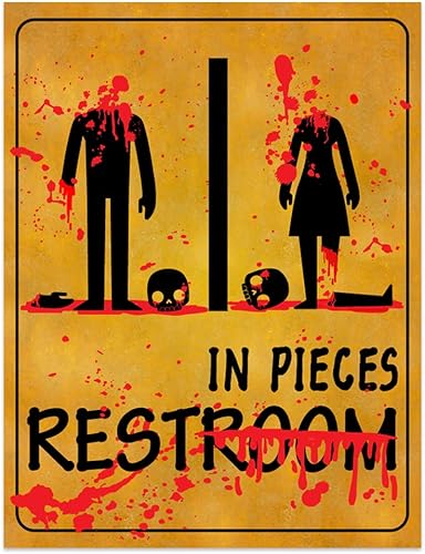 WaaHome Adhesivo de baño de Halloween, decoración de letrero de baño sangriento, 9.25 x 12 pulgadas
