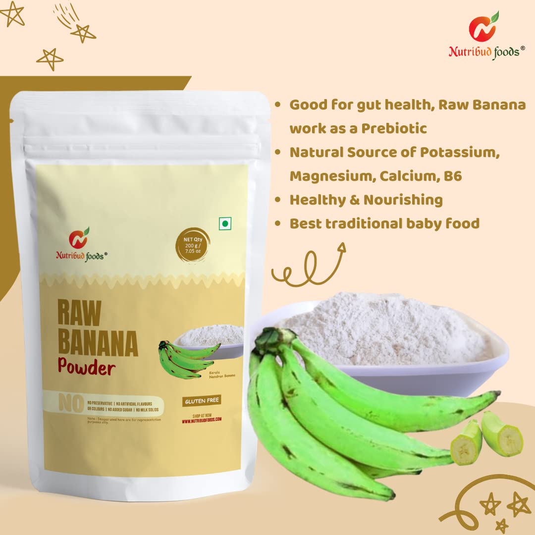 Nutribud Foods Raw Banana Powder (Kerala Nendran Banana) – Gluten-Free | Natural Ingredients | Pack Of 1, 200G Nutribud Foods Raw Banana Powder (Kerala Nendran Banana) – Gluten-Free | Natural Ingredients | Pack Of 1, 200G