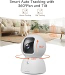 Paquet de 2 5G Caméra pour animaux de compagnie à l'intérieur avec application téléphonique, 3K Caméra chien chat avec haut-parleur, 5MP Caméras pour la sécurité à domicile, Personne/Petit/Facial AI Suivi des mouvements pan-tuilts de détection, 2-Way Parler, 2,4G/5G Wi-Fi double bande