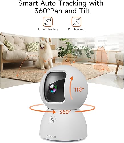 Miniatura 3 de Paquete de 2 cámaras 5G para mascotas para interiores con aplicación de teléfono, cámara 3K para perros y gatos con altavoz, cámaras de 5MP para