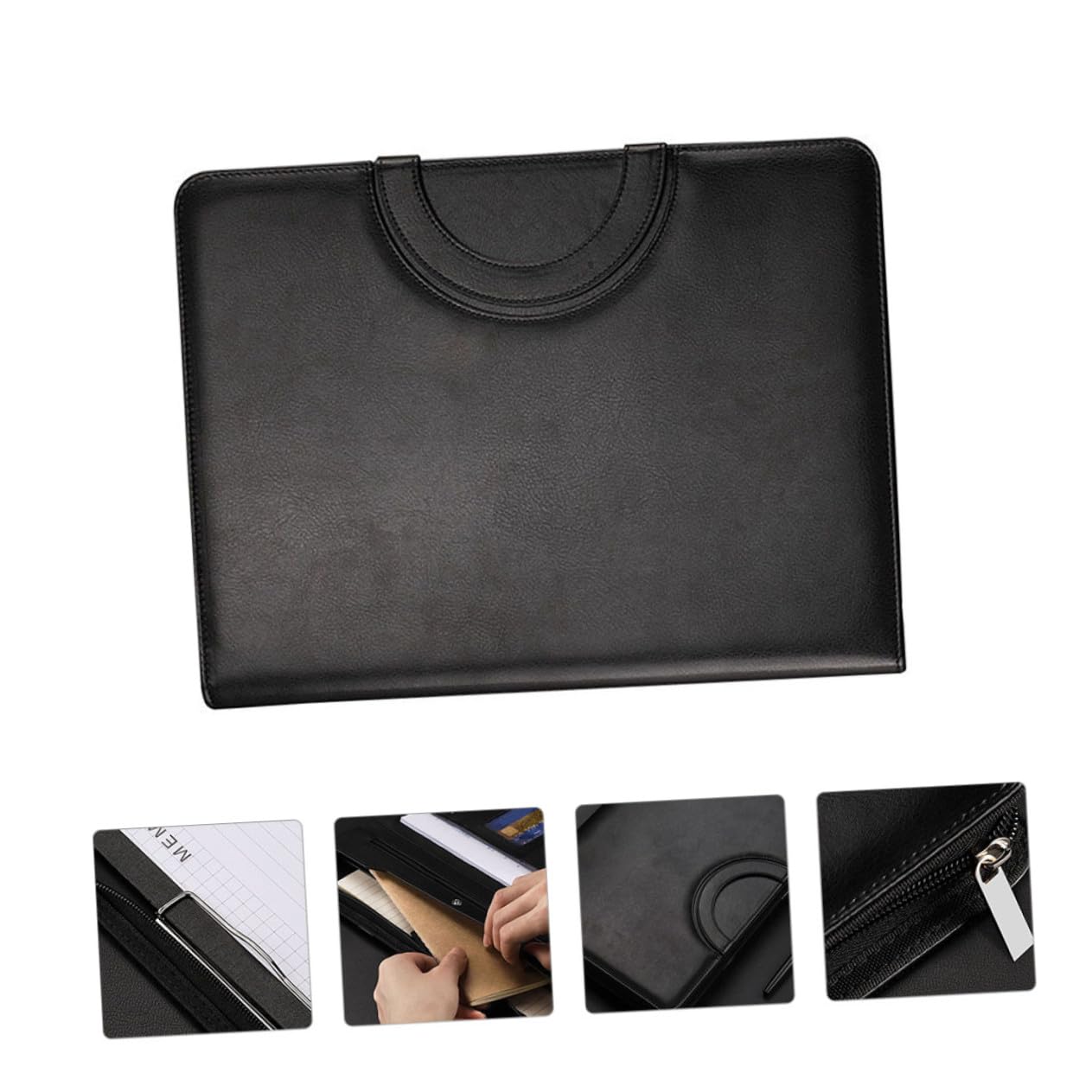 SEWACC Business Portfolio Ordner A4 Großformat Reißverschluss Pu Leder Organizer Dokumentenmappe Mit Notizblock Büro Und Schule