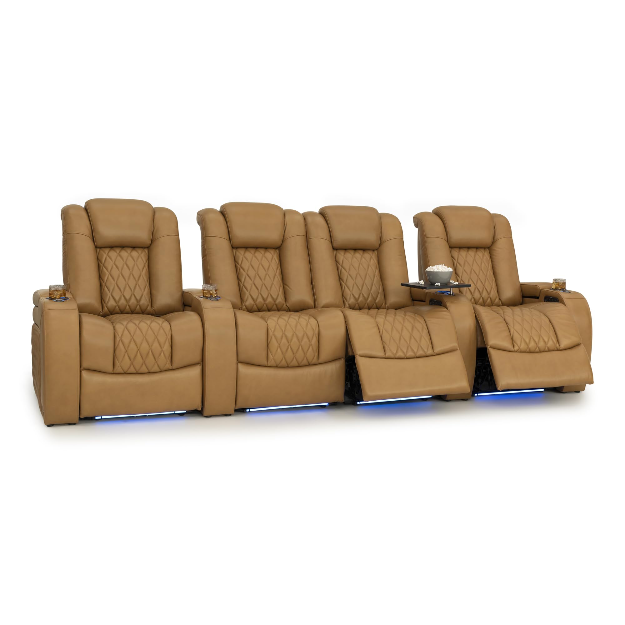 Seatcraft Diamante Home Theater Seating Tan Oak Row of 4 Middle Loveseat