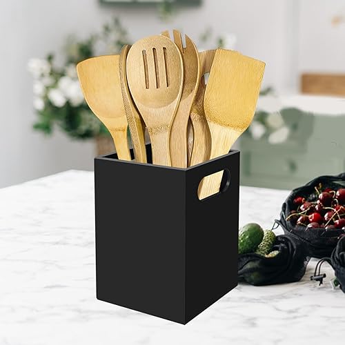 Miniatura 8 de Soporte para utensilios, soporte para utensilios de cocina para encimera, organizador de utensilios de cocina de acrílico, recipiente negro con asas