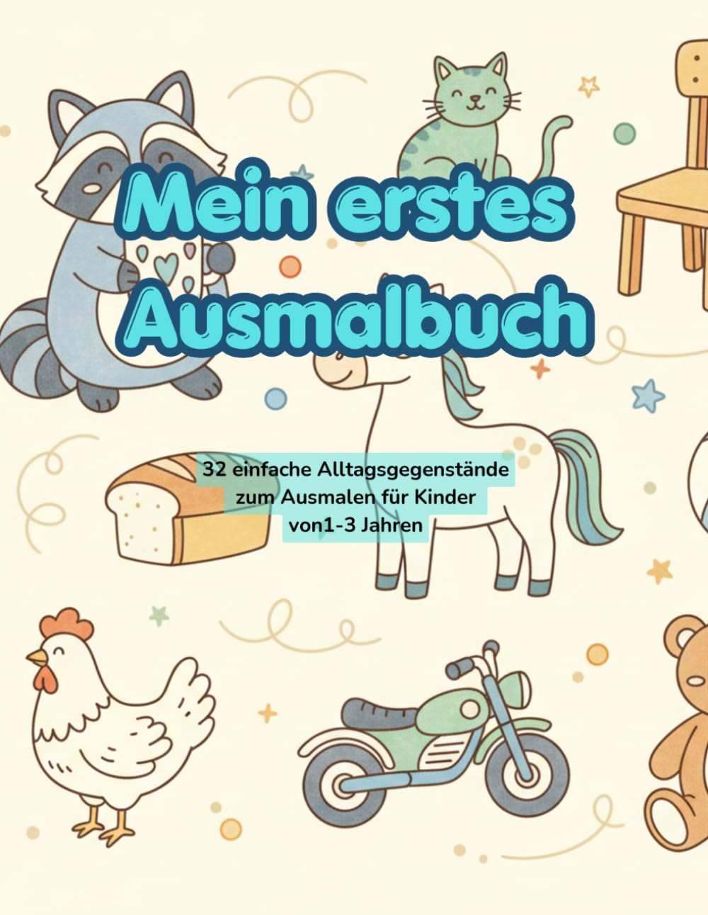 Mein erstes Ausmalbuch: Einfache Alltagsgegenstände für Kinder von 1–3 Jahren
