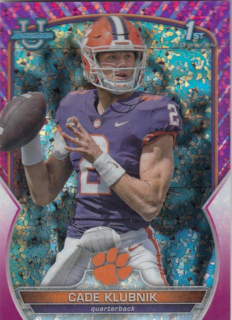 Football Trading Card 2022 Bowman Chrome University Refractor Fuchsia Mini-Diamond #42 Cade Klubnik NM Near Mint 24/150