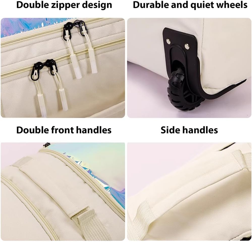 Snowboard Bag with Wheels, Double Rolling Ski Bag, Extendable 160-174CM Ski Bags for Air Travel, Fit Single Ski/2 Sets Skis, Helmet, Jacket&Boots