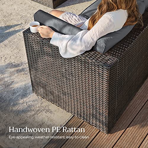 Songmics Outdoor Sectional Sofa Couch, 7-Piece Patio Furniture Set, Handwoven Pe Wicker Rattan Patio Conversation Set, With Cushions And Glass Table, Brown And Gray Uggf015G01 #TOP4