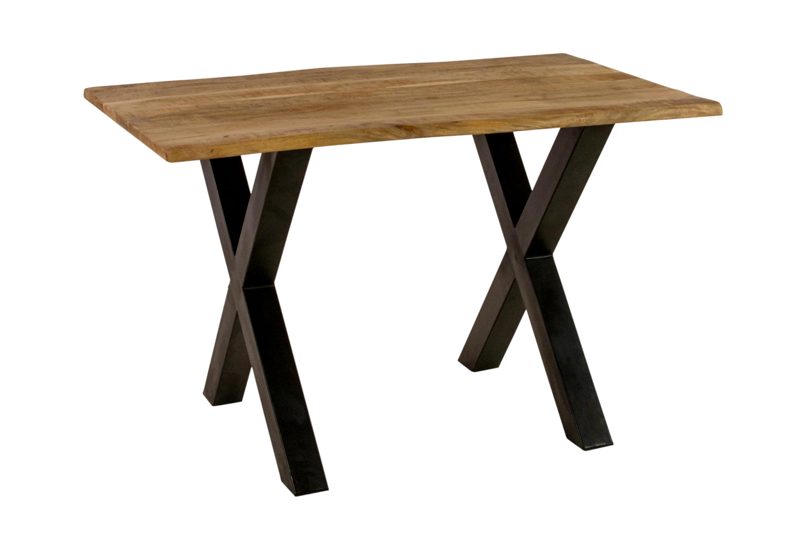 SAM Esstisch Mirabelle 200x100 cm Mangoholz Baumkante X-Gestell schwarz