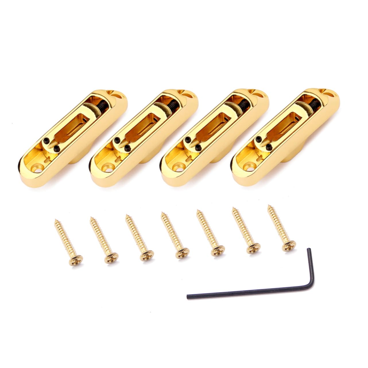 OFFSCH 4 Pcs Gold Bass Guitar Bridge Ga1112 Heavy Duty Single String Guitar Parts Replacement