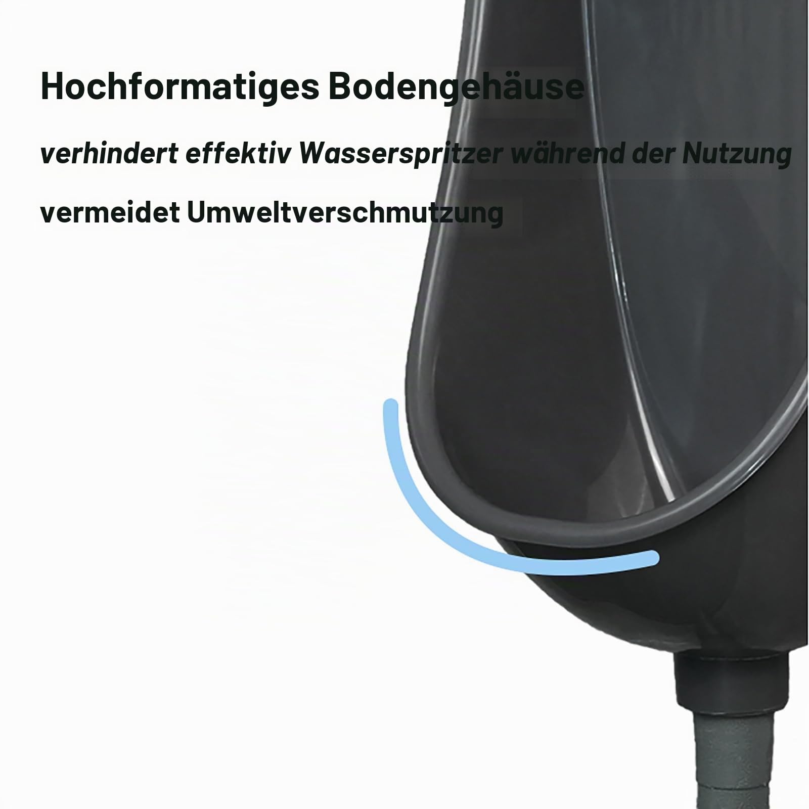 Gtzly Wasserlose Urinale for Männer mit Deckel, Wandmontiertes Kunststoff-Urinal mit Manuellem Spülventil und Rohren for Garage, Schuppen, Hinterhof(Black)