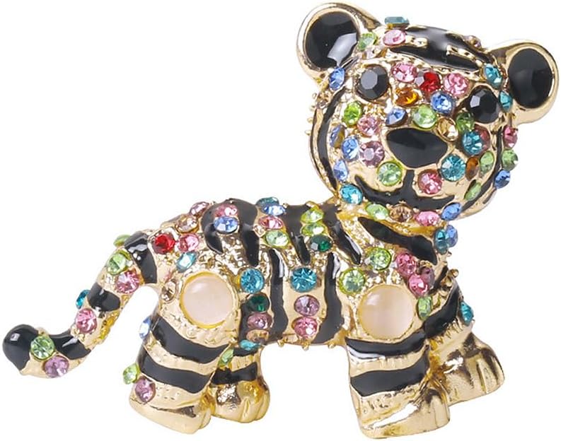 Tiger Rhinestones Brooch Pin for Women Men Girls Cute Unique Animal Crystal Lapel Pins for Dresses Suit Fashion Jewelry