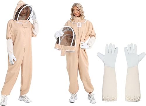 Miniatura 8 de Traje de abeja para hombres y mujeres, a prueba de picaduras, traje de apicultura de polialgodón, disfraz de apicultor y con guante y capucha