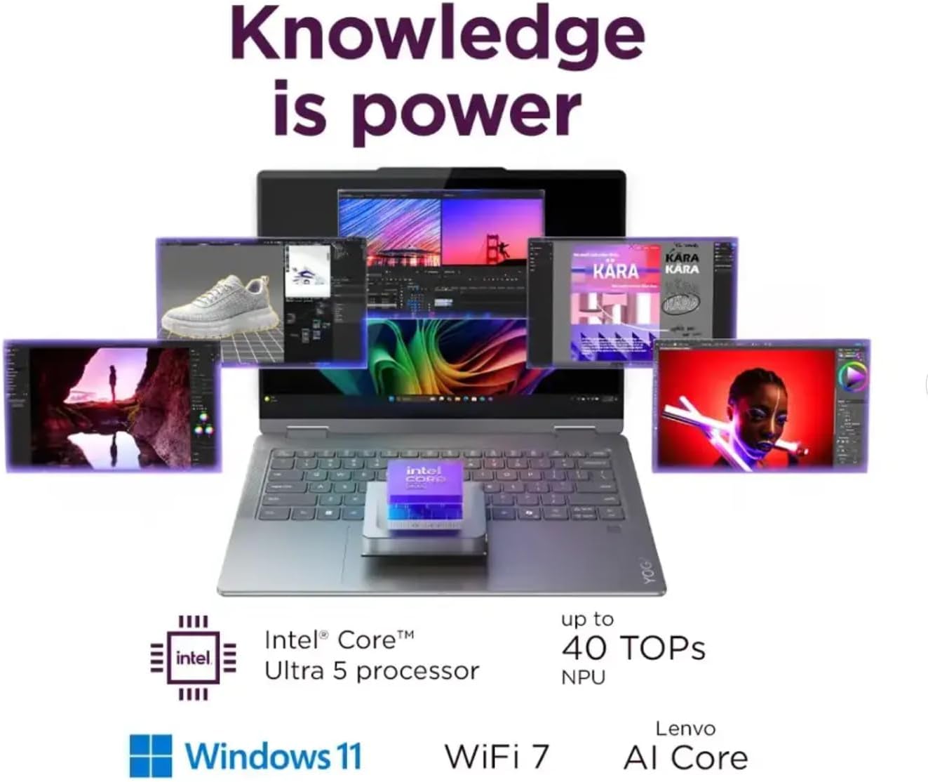 Lenovo 2025 Yoga 7i 2-in-1 Copilot+ PC, 14" 600Nits OLED Touch, Ultra 5 226V (>Ultra 5 125U), 15H Battery, Backlit KB, Privacy cam, FP, Wi-Fi 7, W/128G PSD (Windows 11 Pro, 16GB RAM | 512GB SSD)