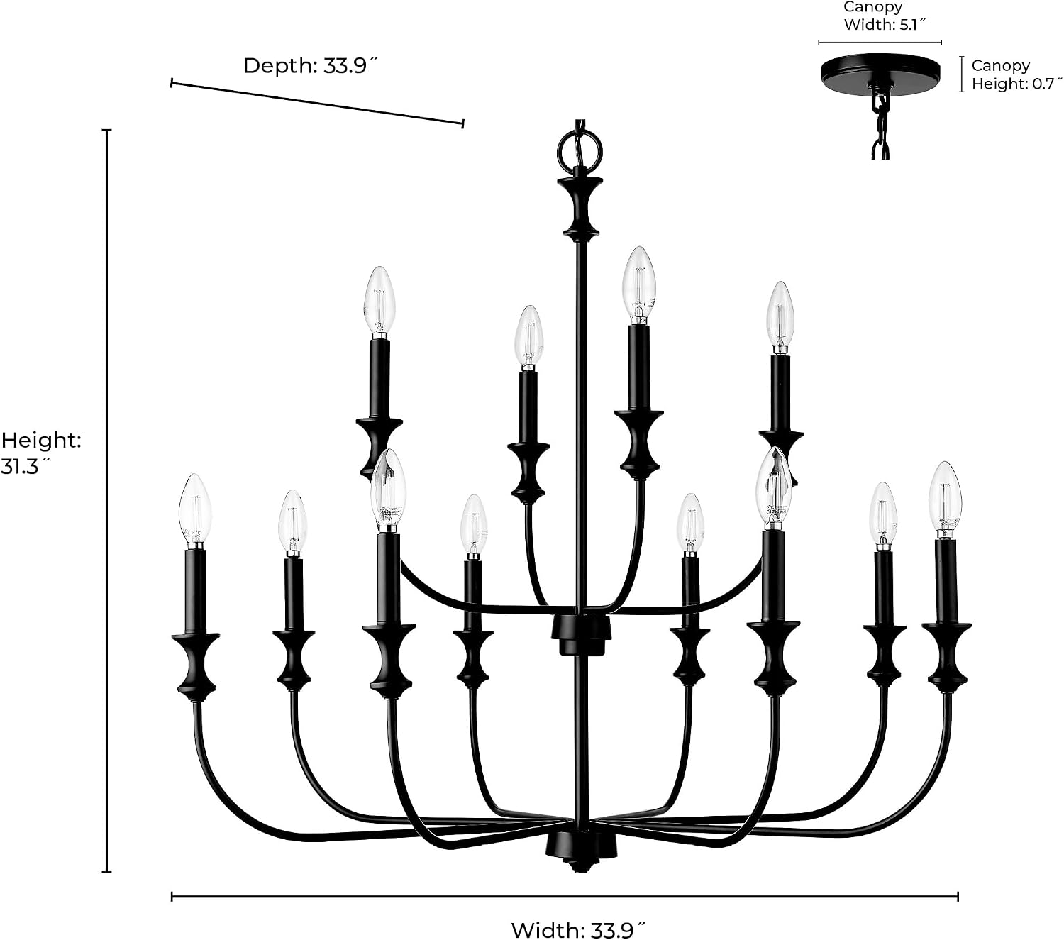 ML Lighting | Savanne IV Collection | 29612-VB | 12 Light Modern Two-Tiered Chandelier Ceiling Light in Vintage Brass Finish | Perfect for Kitchens, Foyers, Hallways, Living Rooms or Entryways