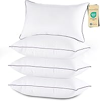 JOLLYVOGUE Standard Bed Pillows Set of 4 - Washable Supportive Down Alternative, Fluffy Hotel Quality for Side Back Stomach Sleepers