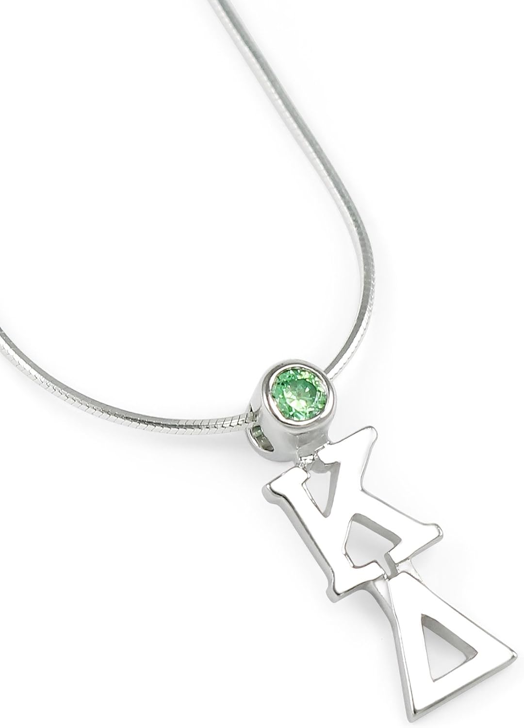 The Collegiate Standard Kappa Delta Sterling Silver Lavaliere with Green CZ