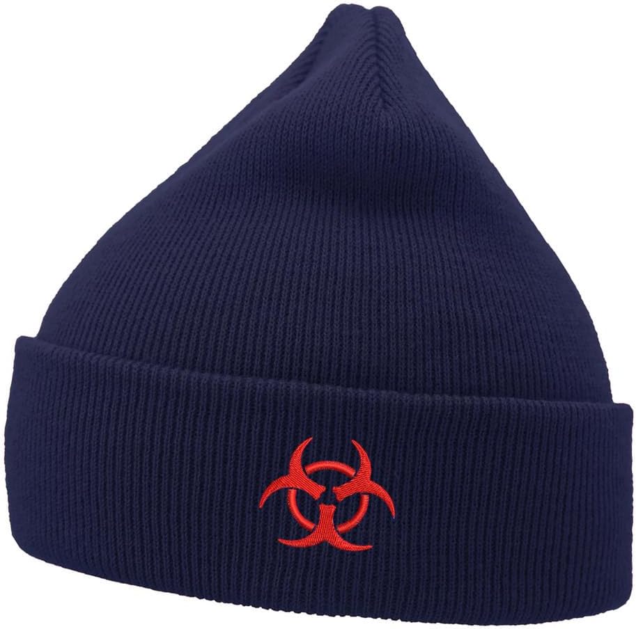 Mens Beanie Knit Hats Biohazard Embroidered Unisex Casual Beanies Hats for Winter